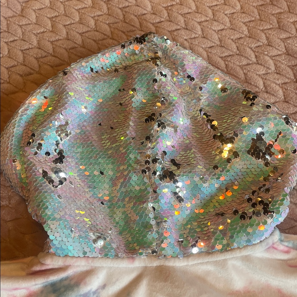 🔥4/$20 Wonder Nation Girls Plush Pullover with sequined hood - size 10/12 - Picture 5 of 12